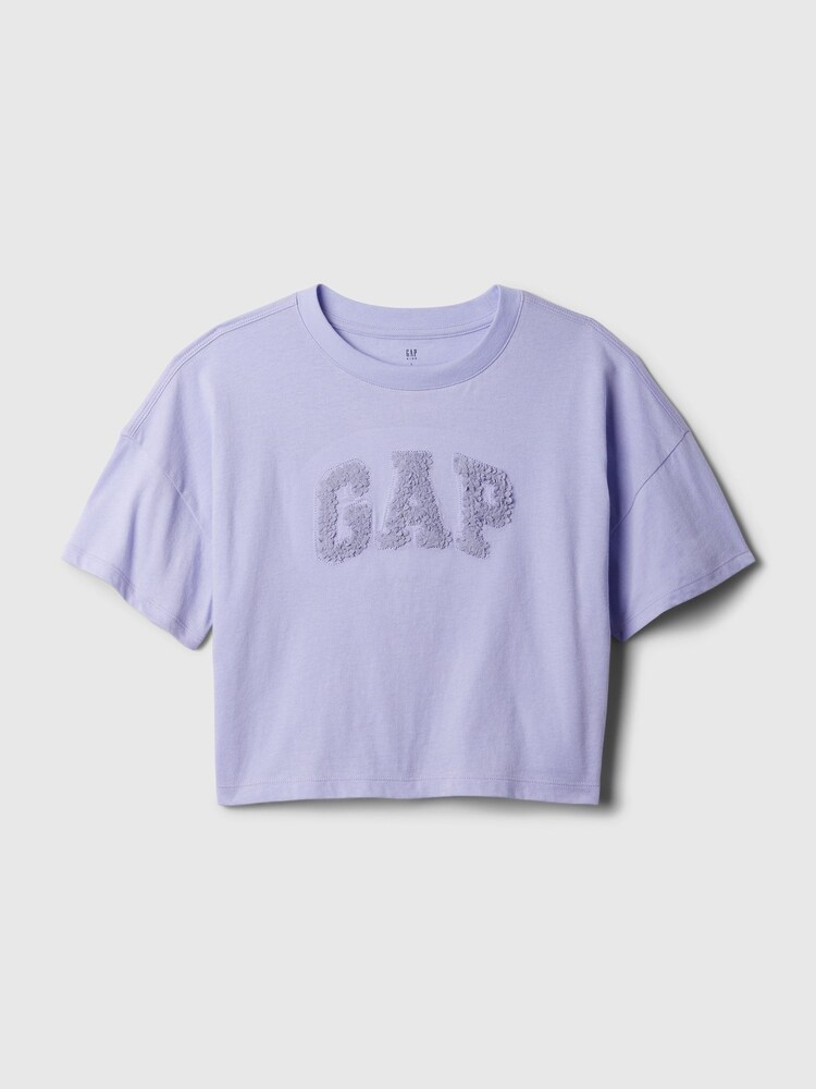 Violett strukturiert 3D - Gap Kurzärmelige T-Shirt mit Rundhalsausschnitt und Logografik 4 bis 13 Jahre)​​​​​​​ - Bild 4 von 4