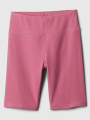 Gap Pink Ribbed Knit Pull On Bike Shorts (4-13yrs) - Image 1 of 2