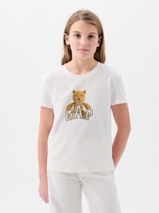 Weiß - Gap Brannan Bear T-Shirt mit Grafik-Logo und Rundhalsausschnitt (4 – 13 Jahre) - Bild 1 von 4