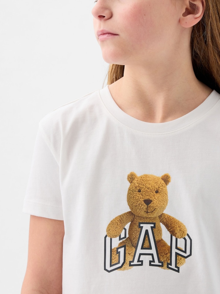 Weiß - Gap Brannan Bear T-Shirt mit Grafik-Logo und Rundhalsausschnitt (4 – 13 Jahre) - Bild 4 von 4