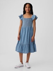 Mittlere Waschung - Gap Stripe Flutter Sleeve Smock Midi Dress (4-13yrs) - Bild 1 von 5