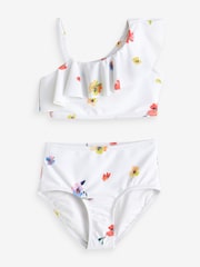 Gap White Floral Asymmetric Ruffle Bikini (4-12yrs) - Image 1 of 3