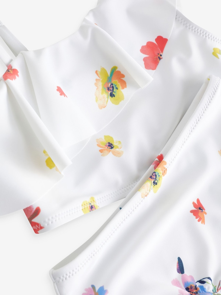 Gap White Floral Asymmetric Ruffle Bikini (4-12yrs) - Image 3 of 3