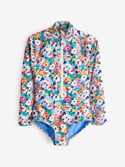 Gap Pink Floral Long Sleeve Zip Swimsuit (4-12yrs) - Image 1 of 2