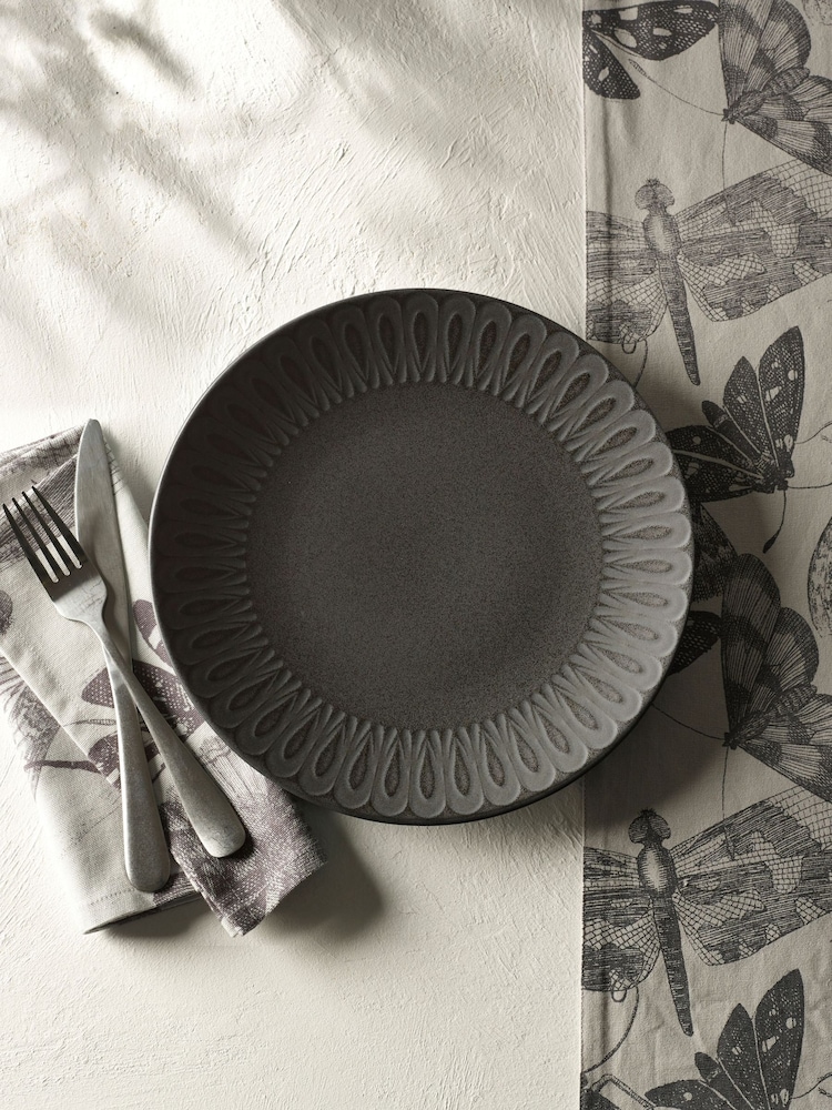 Kew Gardens Black Living Jewels Set of 4 Dinner Plates - Image 1 of 3