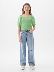 Gap Green Puff Sleeve Square Neck Smocked Top (4yrs-13yrs) - Image 3 of 3