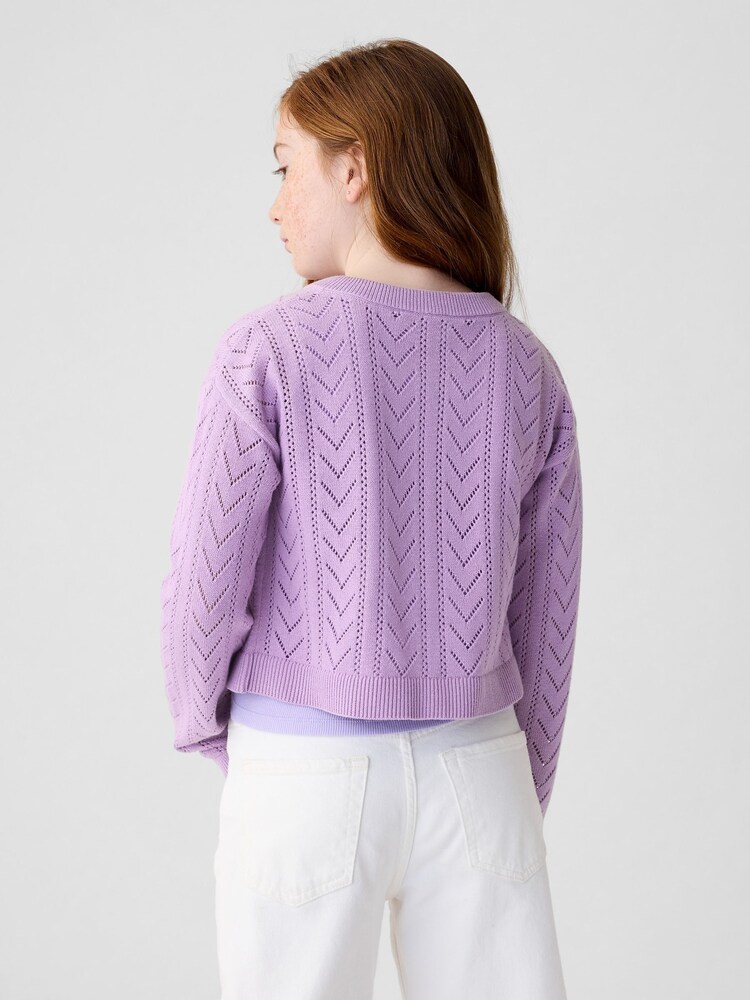 Gap Purple Soft Pointelle Cardigan (4-13yrs) - Image 2 of 4