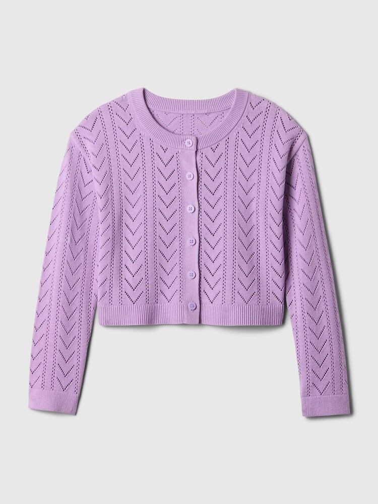 Gap Purple Soft Pointelle Cardigan (4-13yrs) - Image 4 of 4