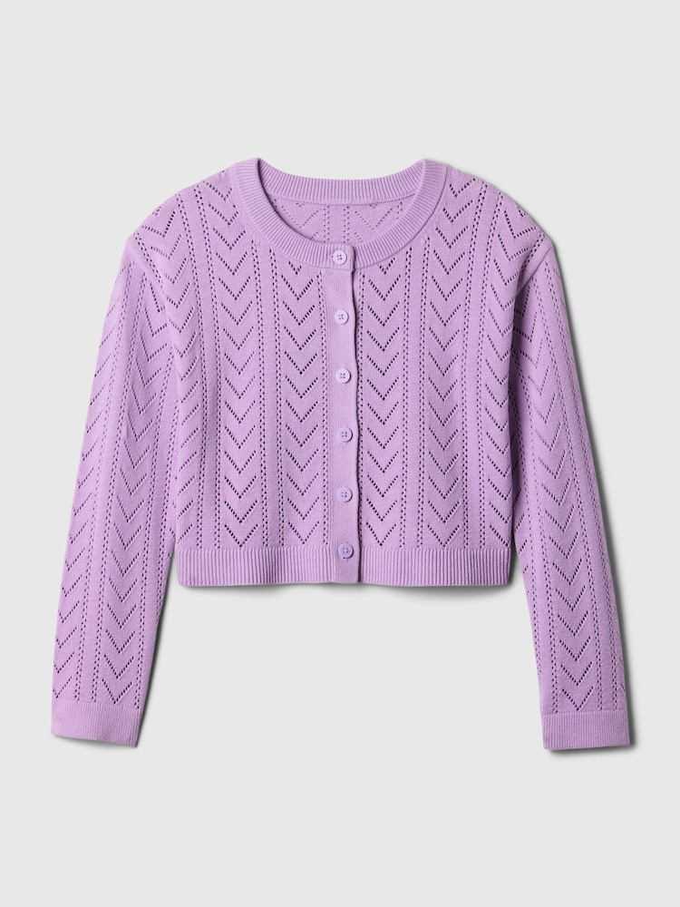 Gap Purple Soft Pointelle Cardigan (4-13yrs) - Image 4 of 4 Gap Purple Soft Pointelle Cardigan (4-13yrs) - Image 4 of 4