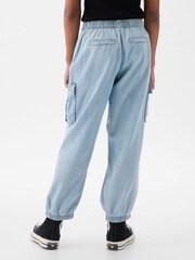 Gap Blue Denim Cargo Parachute Trousers (4-13yrs) - Image 2 of 4
