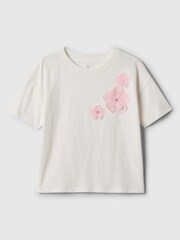 Gap White Embroidered Daisy Graphic Short Sleeve Crew Neck T-Shirt (4-13yrs) - Image 1 of 1