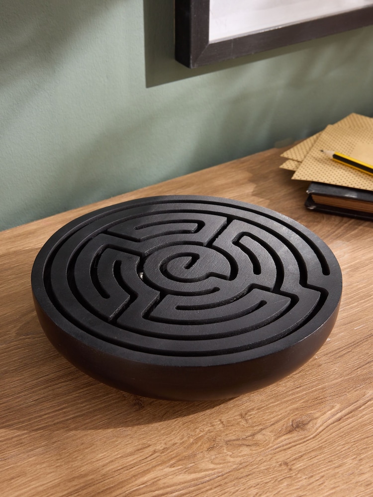 Black Wooden Labryinth Tabletop Game - Image 1 of 4
