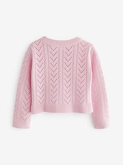 Gap Pink Soft Pointelle Cardigan (4-13yrs) - Image 3 of 5
