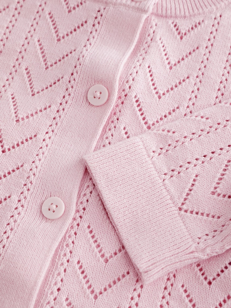Gap Pink Soft Pointelle Cardigan (4-13yrs) - Image 5 of 5 Gap Pink Soft Pointelle Cardigan (4-13yrs) - Image 5 of 5