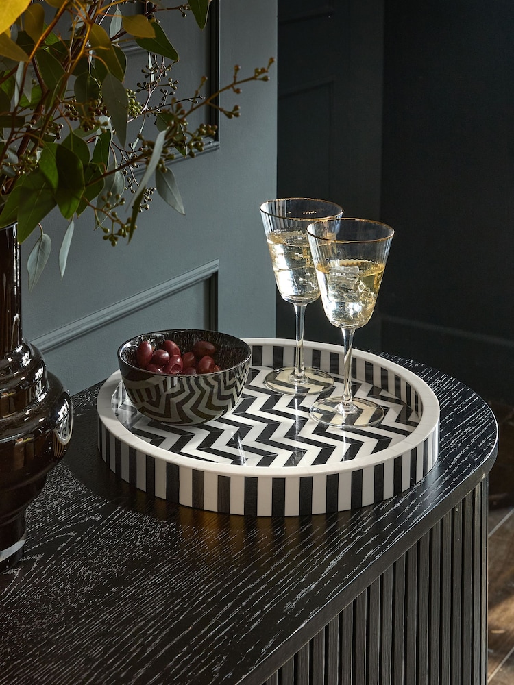 Black & White Zig Zag Pattern Tray - Image 1 of 4