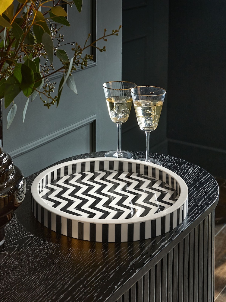 Black & White Zig Zag Pattern Tray - Image 2 of 4