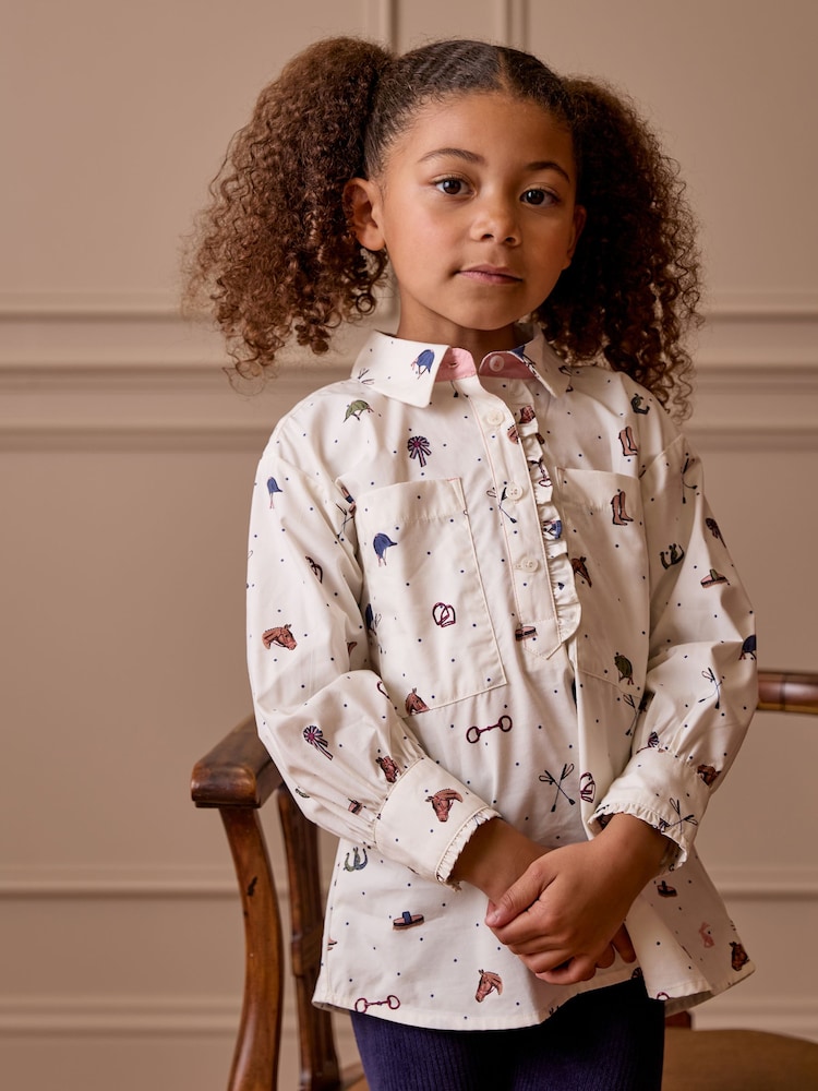 Joules Girls' Liliana Cream Print Pop Over Blouse - Image 7 of 7 Joules Girls' Liliana Cream Print Pop Over Blouse - Image 7 of 7