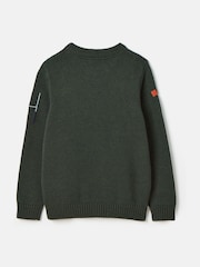Joules Boys' Burton Green Intarsia Knitted Jumper - Image 2 of 5
