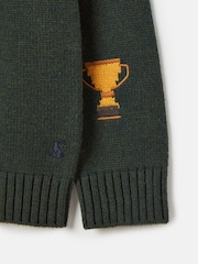 Joules Boys' Burton Green Intarsia Knitted Jumper - Image 4 of 5