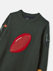 Joules Boys' Burton Green Intarsia Knitted Jumper - Image 5 of 5