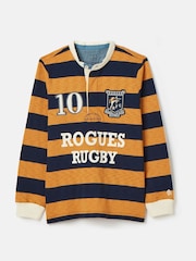 Joules Boys' Kick Off Yellow & Navy Blue Grandad Collar Rugby Shirt - Image 2 of 8