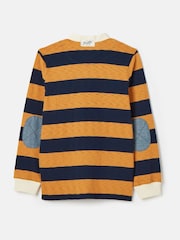 Joules Boys' Kick Off Yellow & Navy Blue Grandad Collar Rugby Shirt - Image 3 of 8