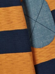 Joules Boys' Kick Off Yellow & Navy Blue Grandad Collar Rugby Shirt - Image 6 of 8