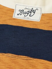 Joules Boys' Kick Off Yellow & Navy Blue Grandad Collar Rugby Shirt - Image 8 of 8