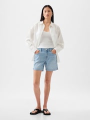 Gap Blue Light Destructed Denim Mid Rise Girlfriend Shorts - Image 1 of 6