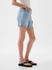 Gap Blue Light Destructed Denim Mid Rise Girlfriend Shorts - Image 6 of 6