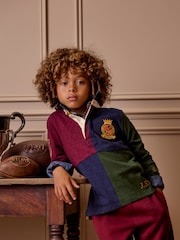 Joules Boys' Kick Off Multi Grandad Collar Rugby Shirt - Image 1 of 1