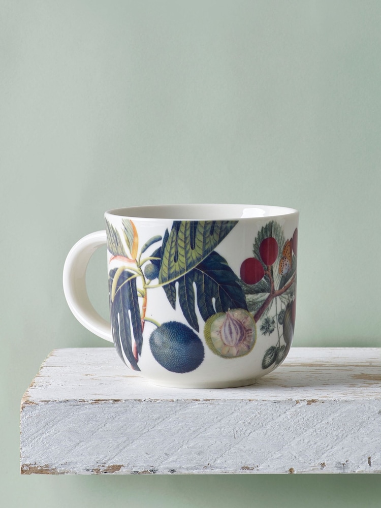 Kew Gardens Set of 2 White Fruit Floral Mugs - Image 1 of 3