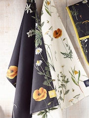 Kew Gardens Blue 100% Cotton Wild Floral Teatowels and Double Oven Gloves - Image 1 of 4