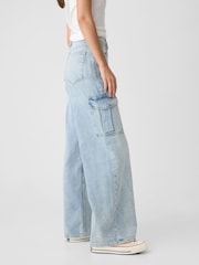 Gap Light Blue Wide Leg High Waisted Cargo Jeans - Image 5 of 6