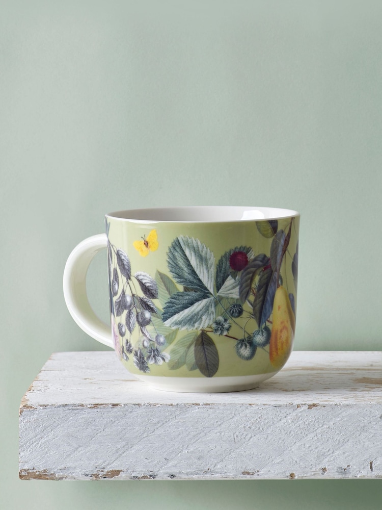 Kew Gardens Set of 2 Green Fruit Floral Mugs - Image 1 of 3