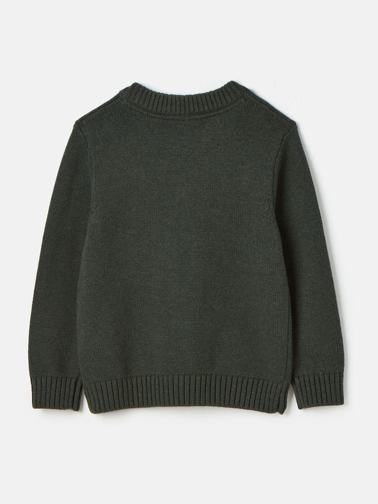 Joules Kids' Jonty Green Intarsia Fox Artwork Jumper - Image 2 of 5