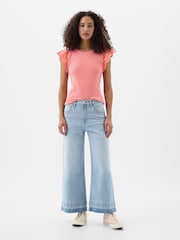 Gap Hochtaillierte Jeans mit weitem Bein und rohem Saum - Bild 3 von 6