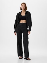 Gap Black Mid Rise Wide Leg Ankle Trousers - Image 1 of 7