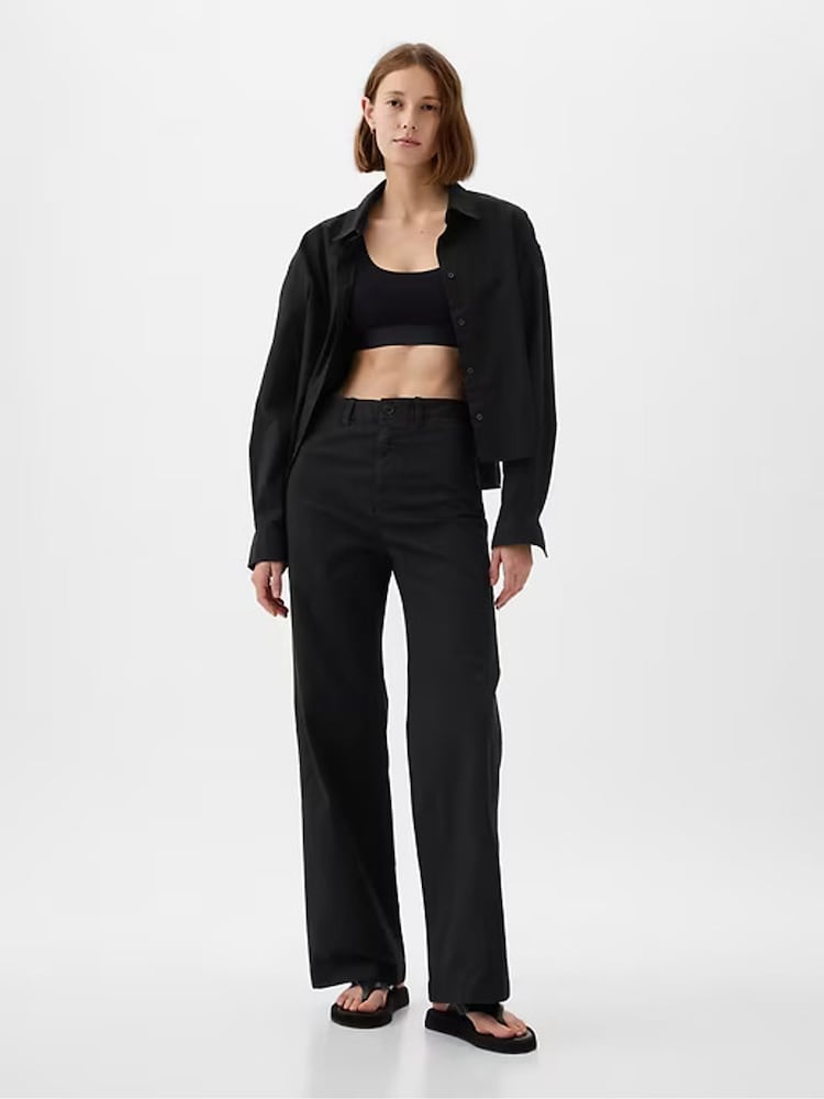 Gap Black Mid Rise Wide Leg Ankle Trousers - Image 1 of 7
