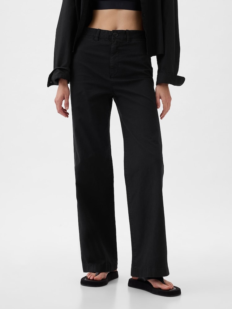 Gap Black Mid Rise Wide Leg Ankle Trousers - Image 2 of 7