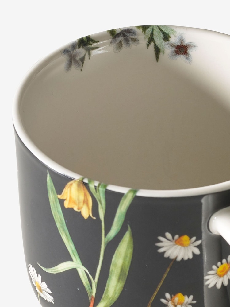 Kew Gardens Set of 2 Navy Blue Wild Floral Mugs - Image 3 of 3