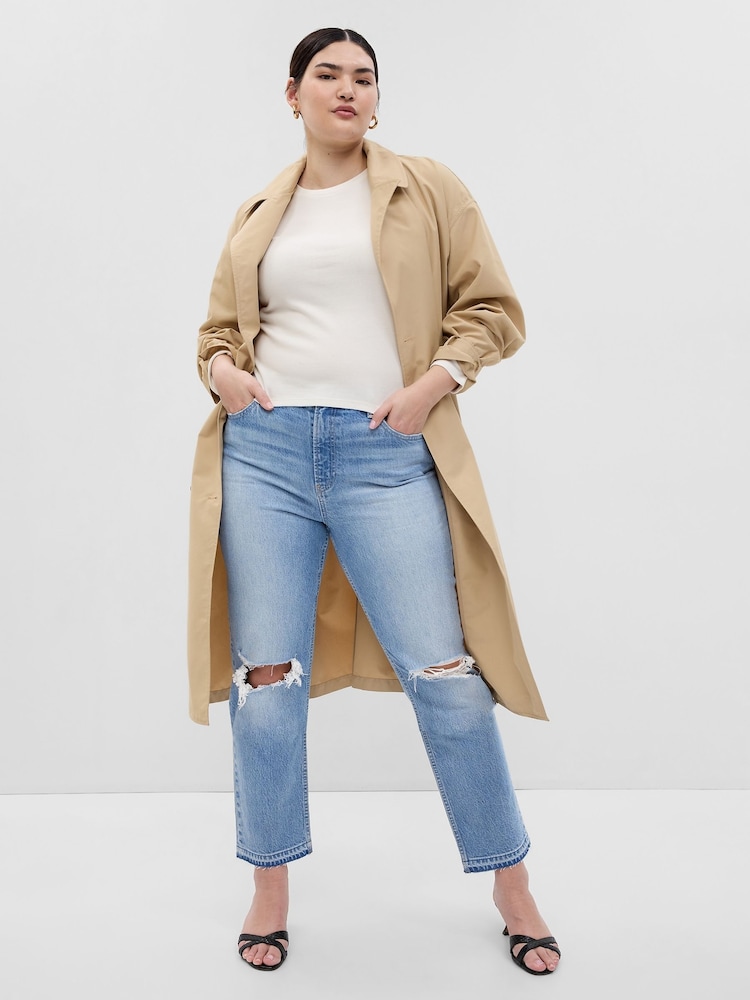 Gap Light Blue High Waisted Cheeky Straight Leg Ripped Jeans - Image 1 of 11