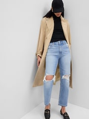 Gap Light Blue High Waisted Cheeky Straight Leg Ripped Jeans - Image 2 of 11