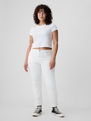 Gap White Mid Rise Ankle Length Girlfriend Jeans - Image 3 of 5
