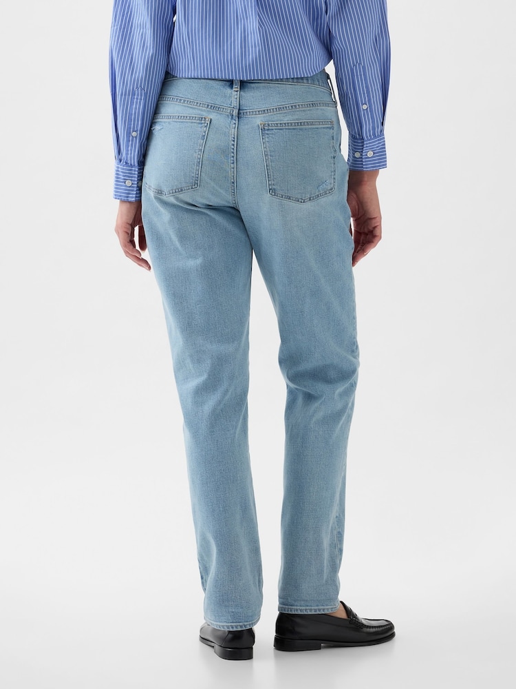 Gap Blue Mid Rise Rip Knee Girlfriend Jeans - Image 2 of 5