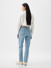 Gap Blue Mid Rise Rip Knee Girlfriend Jeans - Image 3 of 5