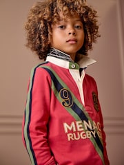 Joules Boys' Tournament Red Rugby Shirt - Image 3 of 7