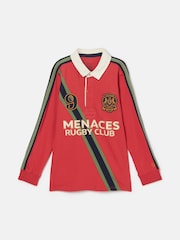 Joules Boys' Tournament Red Rugby Shirt - Image 5 of 7