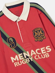 Joules Boys' Tournament Red Rugby Shirt - Image 7 of 7