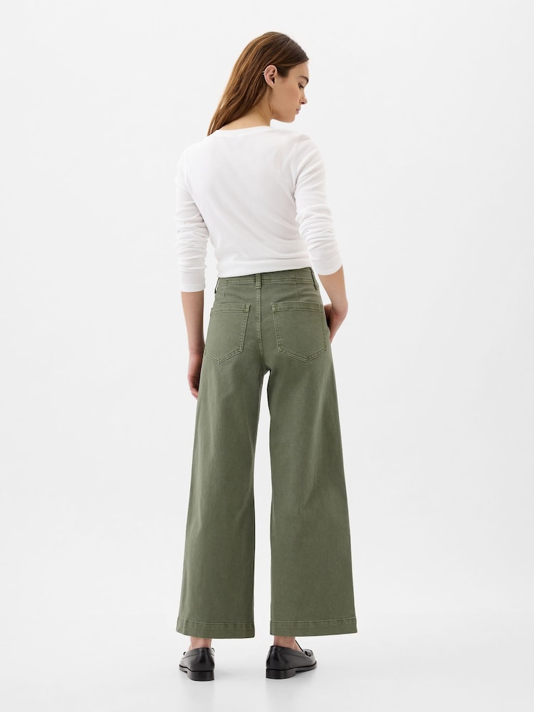 Gap Green High Waisted Wide Leg Utility Jeans - Image 2 of 9
